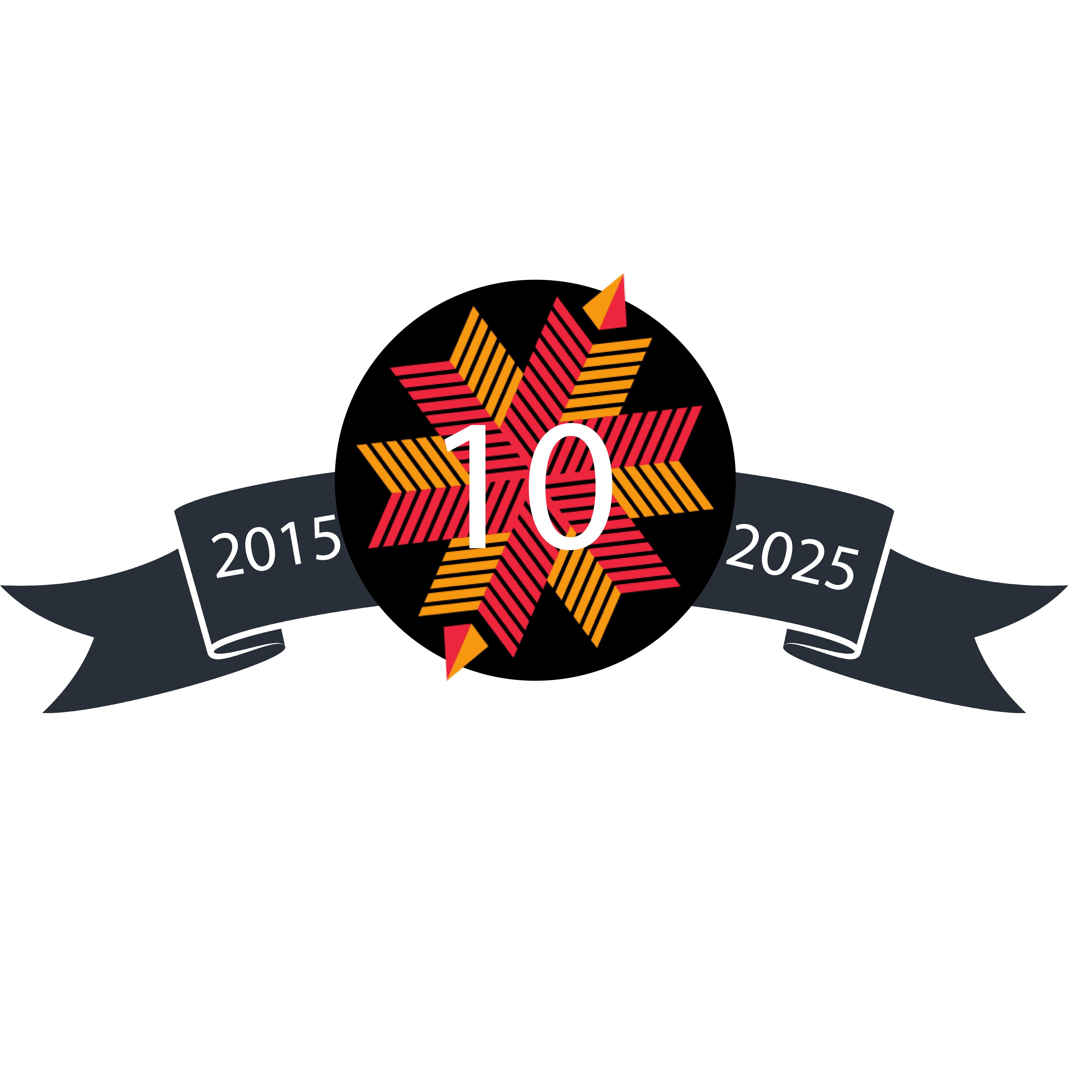 10-year anniversary graphic: Circle with the POLAR Star in it. A ribbon attached to on the left side of circle has 2015 inside it. The ribbon on the right has 2025 in it. 